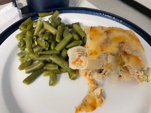 scalloped potatoes and green beans
